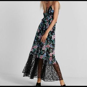 Express sheer floral lace maxi dress